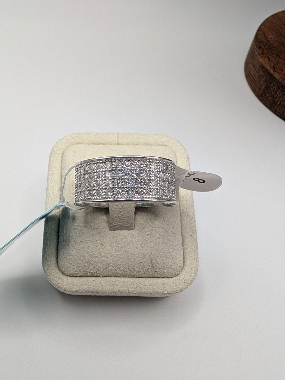 NWT 3.65 CTW VVS D Moissanite Pavé Wide Band Ring 925 Sterling Silver Sz 8